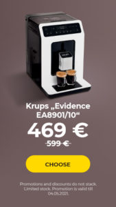 Coffee machine Krups “Evidence EA8901/10” only 469