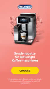 Special discounts for De'Longhi coffee machines