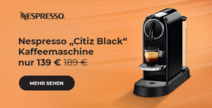 Kaffeemaschine Nespresso „Citiz Black“ nur 139 €