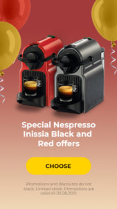 Special Nespresso Inissia Black and Red offers