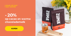 -20% op cacao en warme chocolademelk