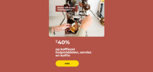 Tot -40% op koffiezet-hulpmiddelen, servies en koffie
