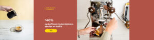 Tot -40% op koffiezet-hulpmiddelen, servies en koffie