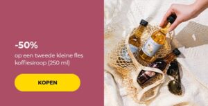 -50% op een tweede kleine fles koffiesiroop (250 ml)