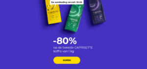 "Een geweldige aanbieding bij aankoop van twee verpakkingen! -80% op de tweede CAPRISETTE koffie van 1 kg"