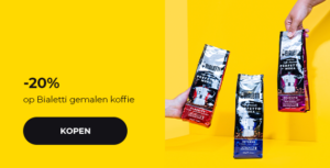-20% op Bialetti gemalen koffie