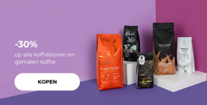 -30% op alle koffiebonen en gemalen koffie